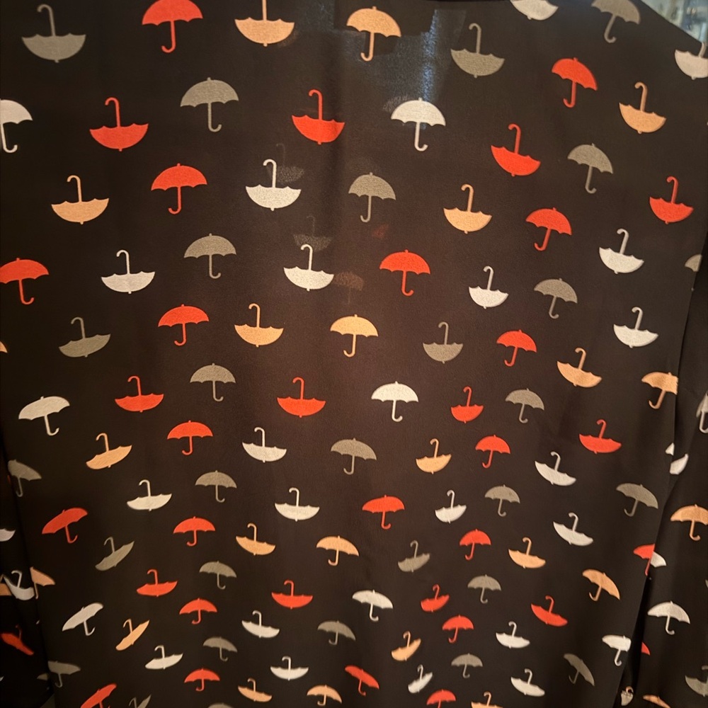 ModCloth Umbrella Patterned Black Blouse